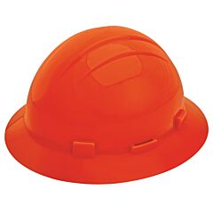 Erb 19295 Americana Full Brim Hard Hat With Accessory Slots And 4-Point Slide-Lock Suspension, Hi-Viz Orange
