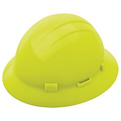 Erb 19294 Americana Full Brim Hard Hat With Accessory Slots And 4-Point Slide-Lock Suspension, Hi-Viz Yellow