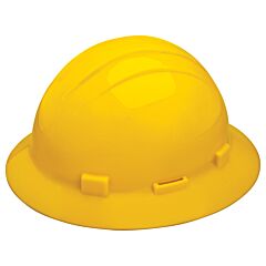 Erb 19292 Americana Full Brim Hard Hat With Accessory Slots And 4-Point Slide-Lock Suspension, Yellow
