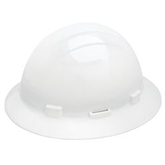 Erb 19261 Americana Full Brim Hard Hat With Accessory Slots And 4-Point Mega Ratchet Suspension, White