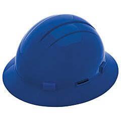 Erb 19266 Americana Full Brim Hard Hat With Accessory Slots And 4-Point Mega Ratchet Suspension, Blue