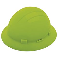 Erb 19290 Americana Full Brim Hard Hat With Accessory Slots And 4-Point Mega Ratchet Suspension, Hi-Viz Lime