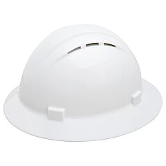 Erb 19331 Americana Vented Full Brim Hard Hat With 4-Point Slide-Lock Suspension, White