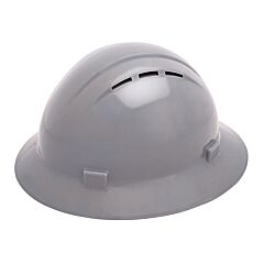 Erb 19637 Americana Vented Full Brim Hard Hat With 4-Point Mega Ratchet Suspension, Gray