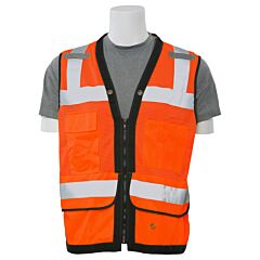 Erb 62321 Aware Wear S251 Type R, Class 2, Premium Surveyor Safety Vest With Grommets And Tablet/Clipboard Pocket, Orange, Large