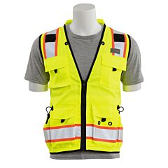 Erb 62390 Aware Wear S252C Type R, Class 2, Deluxe Surveyor Safety Vest With Grommets And 15 Pockets, Yellow, 4X-Large
