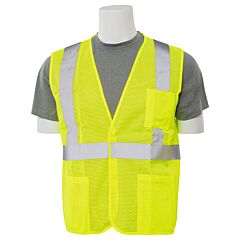 Erb 61629 Aware Wear S362P Type R, Class 2, Economy Mesh Safety Vest With Pockets, Yellow, Medium