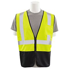 Erb 62256 Aware Wear S363Pb Type R, Class 2, Economy Mesh Zip Front Safety Vest With Black Bottom, Yellow, 5X-Large