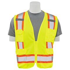 Erb 62153 Aware Wear S380 Type R, Class 2, Surveyor Safety Vest Solid Front, Mesh Back, Yellow, X-Large