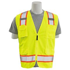 Erb 62370 Aware Wear S380Sc Type R, Class 2, Surveyor Safety Vest With Eleven Pockets, Yellow, Medium