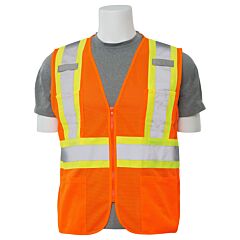 Erb 61825 Aware Wear S383P Type R, Class 2, Mesh Zipper Safety Vest With Contrasting Trim, Orange, X-Large