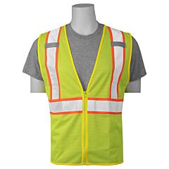 Erb 66573 Aware Wear S384 Type R, Class 2, Mesh, Zipper Safety Vest With Contrasting Trim, Yellow, 2X-Large