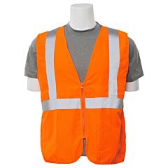 Erb 61723 Aware Wear S388Z Type R, Class 2, Oxford Zip Front Safety Vest, Orange, 3X-Large
