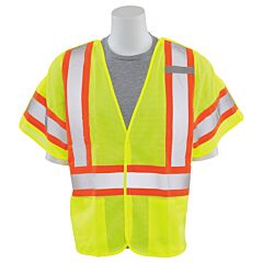 Erb 63249 Aware Wear S622 Type R, Class 3, Break-Away Safety Vest With Contrasting Trim, Hi-Viz Lime, X-Large