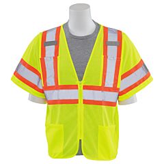 Erb 62140 Aware Wear S683P Type R, Class 3, Mesh Safety Vest With Contrasting Trim, Yellow, 3X-Large