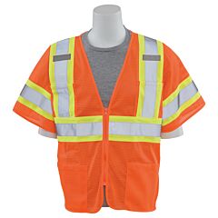 Erb 62146 Aware Wear S683P Type R, Class 3, Mesh Safety Vest With Contrasting Trim, Orange, 2X-Large