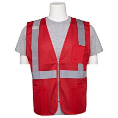 Erb 63255 Aware Wear S863P Non-Ansi Mesh Zip Front Safety Vest, Red, Small
