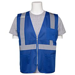 Erb 63266 Aware Wear S863P Non-Ansi Mesh Zip Front Safety Vest, Blue, X-Large