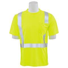 Erb 61671 Aware Wear 9006S Type R, Class 2, Birdseye Mesh Short Sleeve T-Shirt, Yellow, Large
