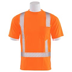 Erb 62219 Aware Wear 9006Seg Type R, Class 2, Birdseye Mesh Short Sleeve T-Shirt With Segmented Tape, Orange, Medium