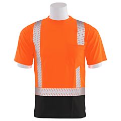 Erb 62288 Aware Wear 9006Sbseg Type R, Class 2, Birdseye Mesh Short Sleeve T-Shirt With Black Bottom And Segmented Tape, Orange, Medium