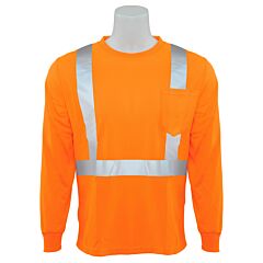 Erb 64011 Aware Wear 9007S Type R, Class 2, Birdseye Mesh Long Sleeve T-Shirt, Orange, X-Large