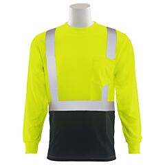 Erb 62420 Aware Wear 9007Sb Type R, Class 2, Birdseye Mesh Long Sleeve T-Shirt With Black Bottom, Yellow, 5X-Large