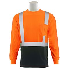 Erb 62546 Aware Wear 9007Sb Type R, Class 2, Birdseye Mesh Long Sleeve T-Shirt With Black Bottom, Orange, 5X-Large