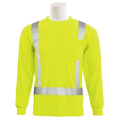 Erb 62269 Aware Wear 9007Seg Type R, Class 2, Birdseye Mesh Long Sleeve T-Shirt With Segmented Tape, Yellow, 2X-Large