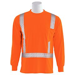 Erb 62278 Aware Wear 9007Seg Type R, Class 2, Birdseye Mesh Long Sleeve T-Shirt With Segmented Tape, Orange, 3X-Large