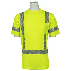 Erb 62301 Aware Wear 9206Seg Type R, Class 3, Birdseye Mesh Short Sleeve T-Shirt With Segmented Tape, Yellow, Large