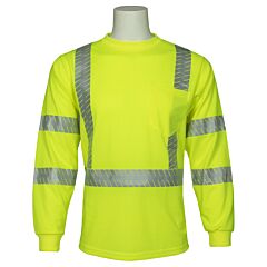 Erb 62312 Aware Wear 9207Seg Type R, Class 3, Birdseye Mesh Long Sleeve T-Shirt With Segmented Tape, Yellow, 4X-Large