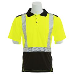 Erb 62681 Aware Wear 9100Sbseg Type R, Class 2, Birdseye Mesh Short Sleeve Polo Shirt With Black Bottom And Segmented Tape, Yellow, 5X-Large