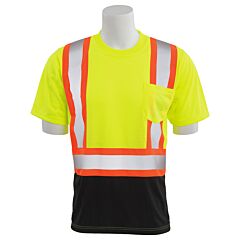 Erb 63600 Aware Wear 9601Sbc Type R, Class 2, Jersey Knit Short Sleeve T-Shirt With Black Bottom And Contrasting Trim, Yellow, Medium