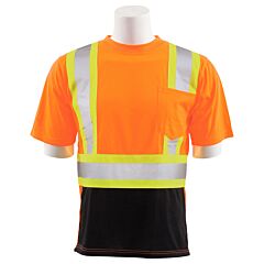 Erb 63607 Aware Wear 9601Sbc Type R, Class 2, Jersey Knit Short Sleeve T-Shirt With Black Bottom And Contrasting Trim, Orange, Medium