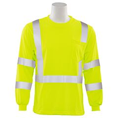 Erb 62122 Aware Wear 9802S Type R, Class 3, Jersey Knit Long Sleeve T-Shirt, Yellow, Medium