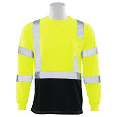 Erb 64036 Aware Wear 9802Sb Type R, Class 3, Jersey Knit Long Sleeve T-Shirt With Black Bottom, Yellow, X-Large