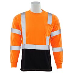 Erb 64042 Aware Wear 9802Sb Type R, Class 3, Jersey Knit Long Sleeve T-Shirt With Black Bottom, Orange, Medium