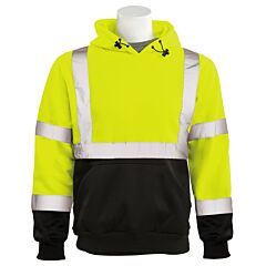 Erb 61548 Aware Wear W376B Type R, Class 3, Pullover Hoodie Sweatshirt With Black Bottom, Yellow, Medium