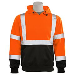 Erb 61946 Aware Wear W376B Type R, Class 3, Pullover Hoodie Sweatshirt With Black Bottom, Orange, 2X-Large