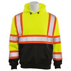 Erb 63635 Aware Wear W376Bc Type R, Class 3, Pullover Hoodie Sweatshirt With Black Bottom And Contrasting Trim, Yellow, Medium