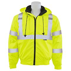Erb 62435 Aware Wear W510 Type R, Class 3, 3-In-1 Bomber Jacket With Black Removable Fleece Liner, Yellow, Large