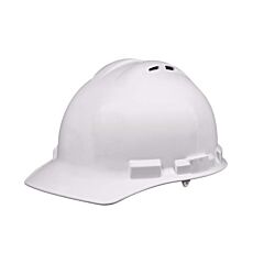 Radians Ghr4V-White Hard Hat Vented, Pillowed Brow Pad, Nylon Crown Strap Suspensions, 4 Pt Ratchet Suspension, Vertical Ht Adjust, Hd Polyethylene, Univ Accessory Slots Cap Style 4 Pt Ratchet, Vented, White