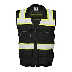 Kishigo B500 Professional Utility Vest, Enhanced Visibility, Black/Lime