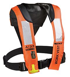 Kent 134402-200-004-21 A-33 All Clear Automatic Inflatable Work Vest, Orange, Adult Universal Size