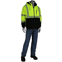 Pip 323-1400S-Ly/4X R3 Type R Class 3 Reversible Full Zip Hooded Sweatshirt With Black Bottom, Size 4X-Large