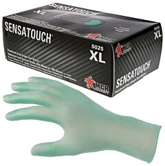 Mcr Safety 5025S "Sensaguard" Vinyl Disposable, 6.5 Mil, Industrial/Food Service Grade, Powdered, Green, Size