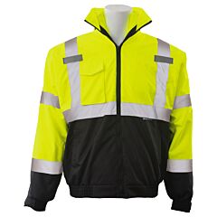 Erb Aware Wear W530B Type R, Class 3, 3-In-1 Bomber Jacket With Black Bottom And Lime Removable Fleece Liner, Yellow