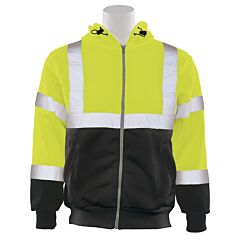 Erb Aware Wear W375B Type R, Class 3 Zip Front Hoodie Sweatshirt With Black Bottom, Yellow