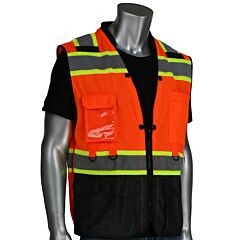 Pip 302-0670T-Or/5X R3 Hi Vis Ripstop/Mesh Tethering Vest, Zipper, Two Tone Tape, Orange, Size 5X-Large